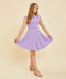 Un Deux Trois R3243KL textured cap sleeve dress in longer length – lilac