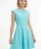 Un Deux Trois R3243KL textured cap sleeve dress in longer length – aqua