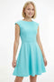 Un Deux Trois R3243KL textured cap sleeve dress in longer length – aqua