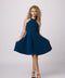 Skater Halter Dress in Longer Length in teal.