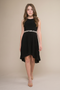 Un Deux Trois T2878K pleated high low dress – black