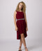 Un Deux Trois T2878K pleated high low dress – burgundy
