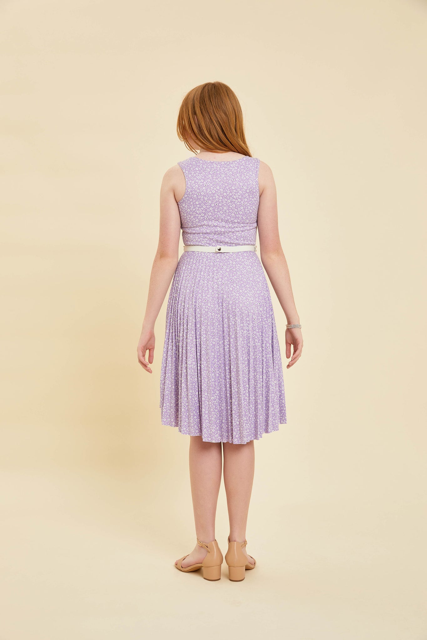 Un Deux Trois T2878K pleated high low dress – lilac floral