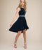 Un Deux Trois T2878K pleated high low dress – navy