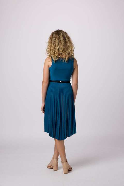 Un Deux Trois T2878K pleated high low dress – teal