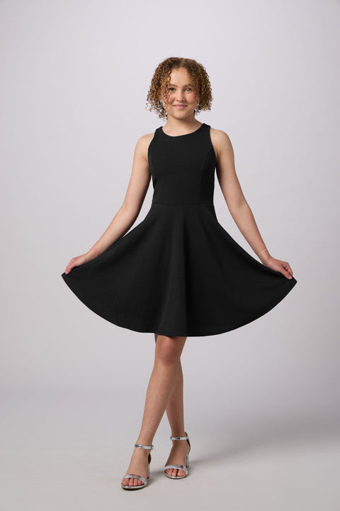 Un Deux Trois Girls' Textured Racerback Dress in Longer Length - Big Kid - Black - Size 20 Un Deux Trois Girls' Textured Racerback Dress in Longer Length - Big Kid - Black - Size 20