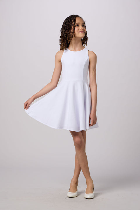 Un Deux Trois Girl's Textured Racerback Dress - White - Size 7 Un Deux Trois Girl's Textured Racerback Dress - White - Size 7