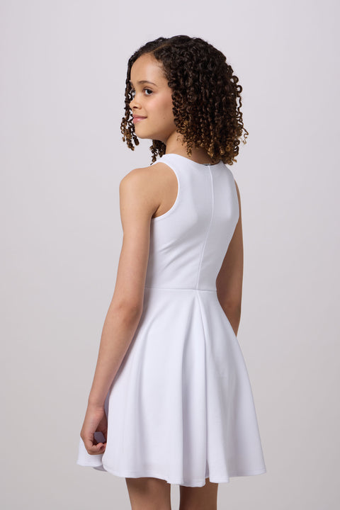 Un Deux Trois Girl's Textured Racerback Dress - White - Size 7 Un Deux Trois Girl's Textured Racerback Dress - White - Size 7