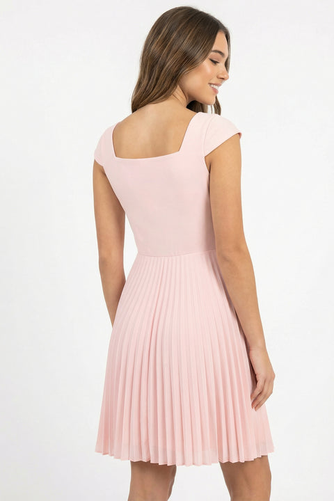 pink pleated dress Cap Sleeve Pleated Girls’ Dress | UDT Fashion