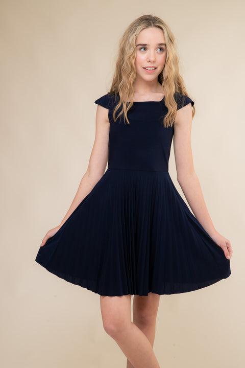 udt fashion dresses Cap Sleeve Pleated Girls Dress | UDT Fashion