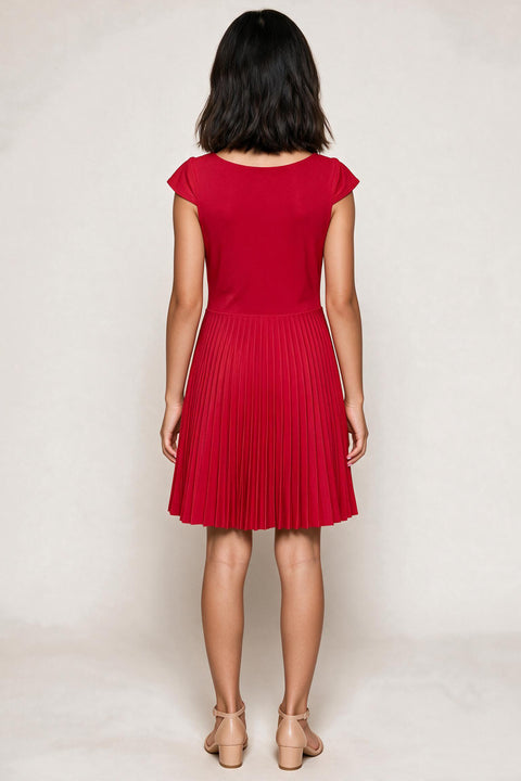 Cap Sleeve Pleated Dress