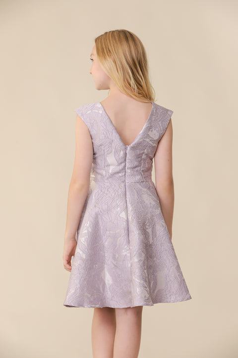 Cap Sleeve Boat Neck Dress In Longer Length