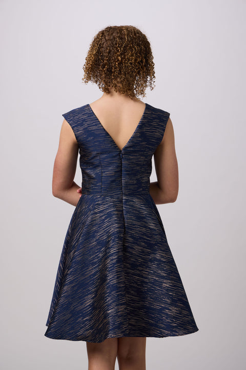 Cap Sleeve Boat Neck Dress In Longer Length