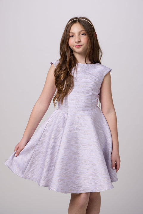 Cap Sleeve Boat Neck Dress In Longer Length