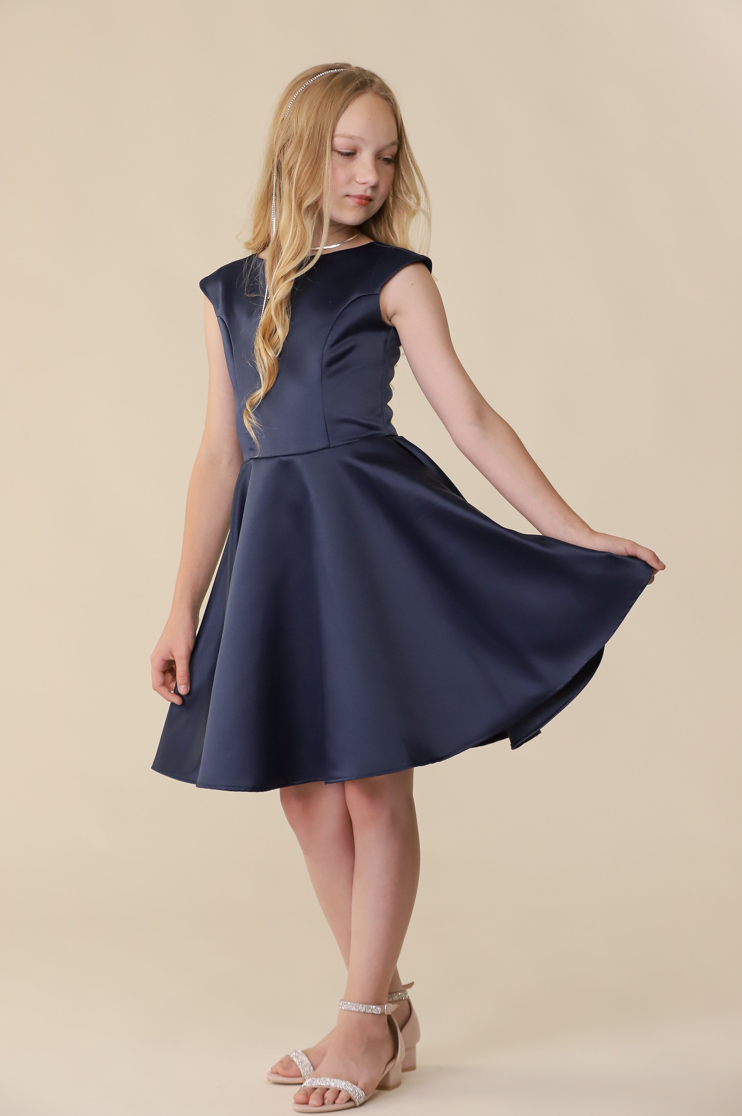 Cap Sleeve Boat Neck Dress In Longer Length – Udtfashion
