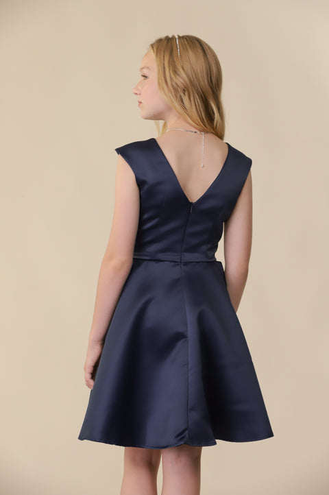 Cap Sleeve Boat Neck Dress In Longer Length