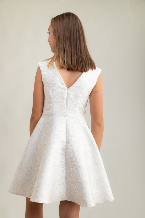 Cap Sleeve Boat Neck Dress In Longer Length