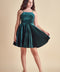 Un Deux Trois V5121 velvet fit and flare dress in longer length – green