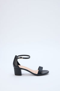 Women's black block heel.