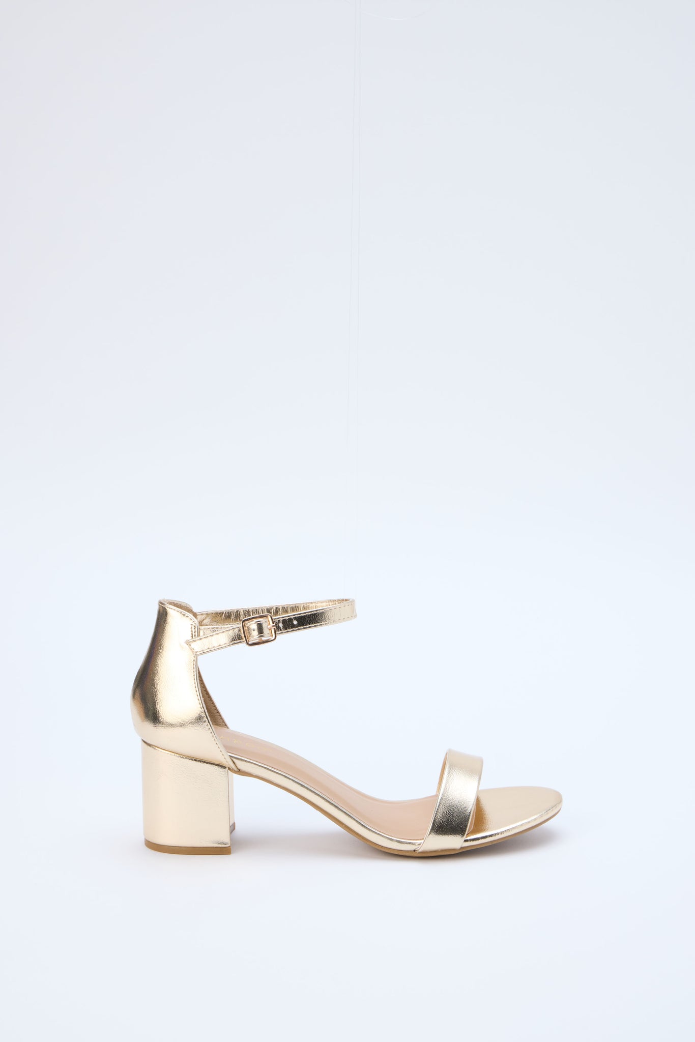 Womens gold block heel.