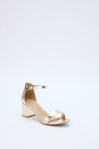 Womens gold block heel.