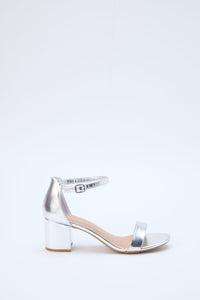 Womens silver block heel.