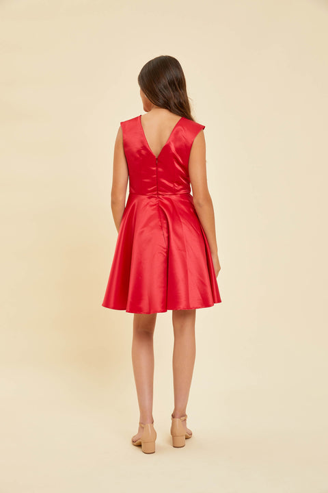 Cap Sleeve Boat Neck Dress In Longer Length