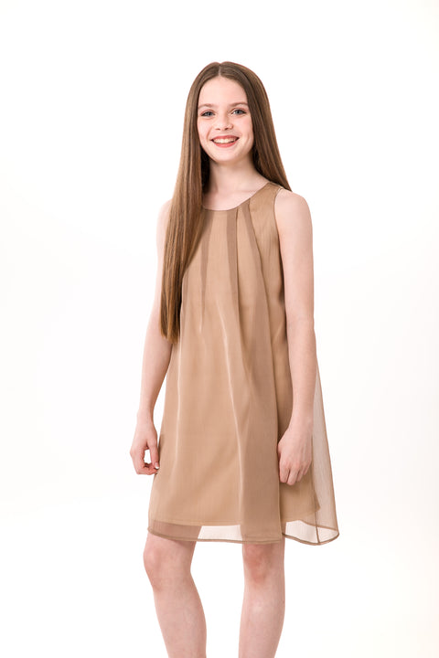 Chiffon Shift Dress 12 / Gold