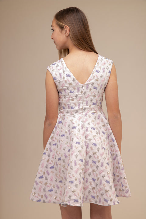 Cap Sleeve Boat Neck Dress In Longer Length