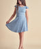 Flutter Sleeve Dress in blue.