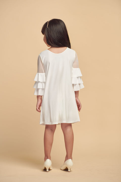 Tiered Sleeve Dress in ivory.