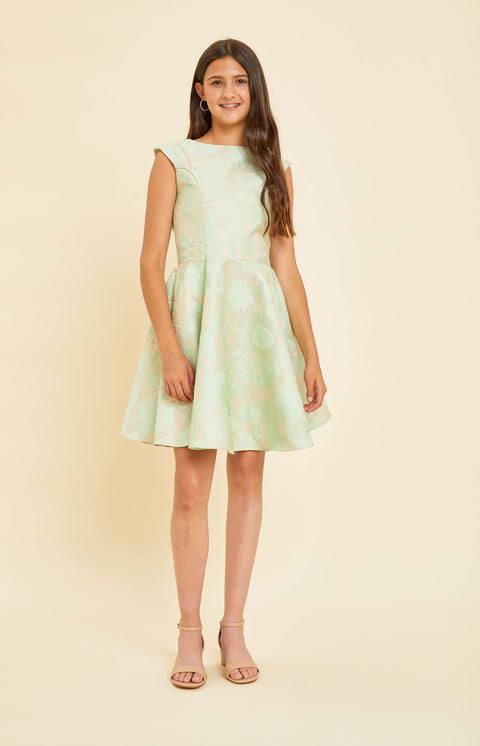 Cap Sleeve Boat Neck Dress In Longer Length