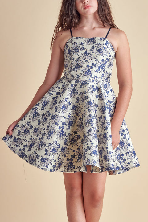 Un Deux Trois K5096 fit and flare party dress in longer length – navy