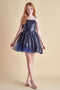 Sequin Peek-a-Boo-Dress in navy.