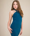 Criss-Cross Mini Halter Dress in teal.