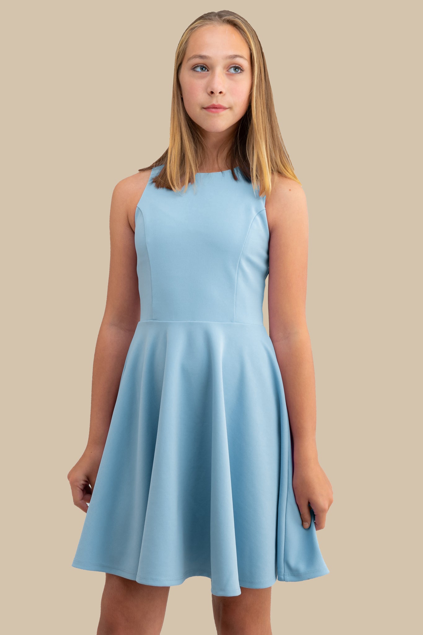 Textured Light Blue Racerback Dress – Udtfashion